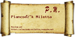 Plancsák Miletta névjegykártya